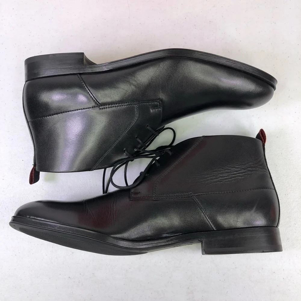 Hugo Boss Black Leather Chukka Lace Up Boots